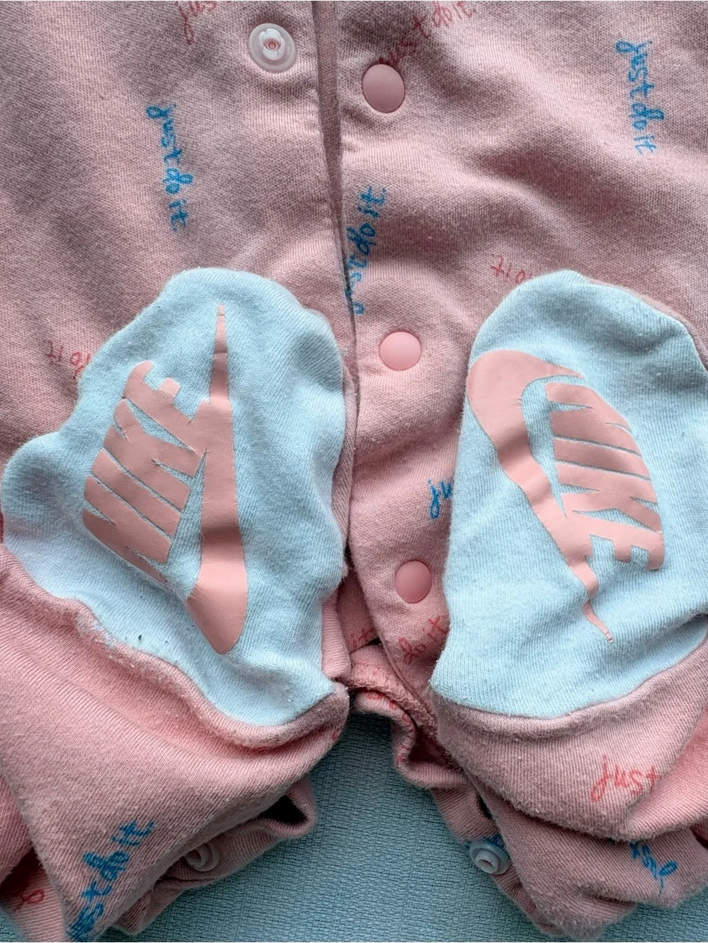 Nike Baby Girls Footed Sleeper 3-6 Months Pink Just Do It Logo